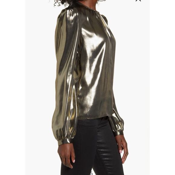 Wayf Josaline Metallic Long Sleeve Blouse Size Medium M Shimmering - Picture 14 of 16